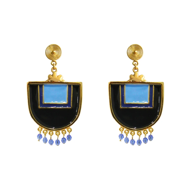 Flor Amazona women’s santo domingo blue gold earrings Earrings  Luxury Shoes 