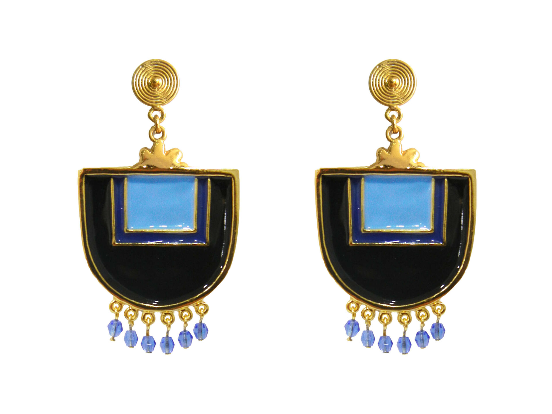 Flor Amazona women’s santo domingo blue gold earrings Earrings  Luxury Shoes 