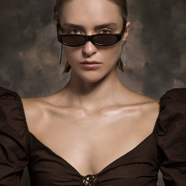 Neo-Ne Eyewear Neo-Ne women’s seer black acetate sunglasses, view 2