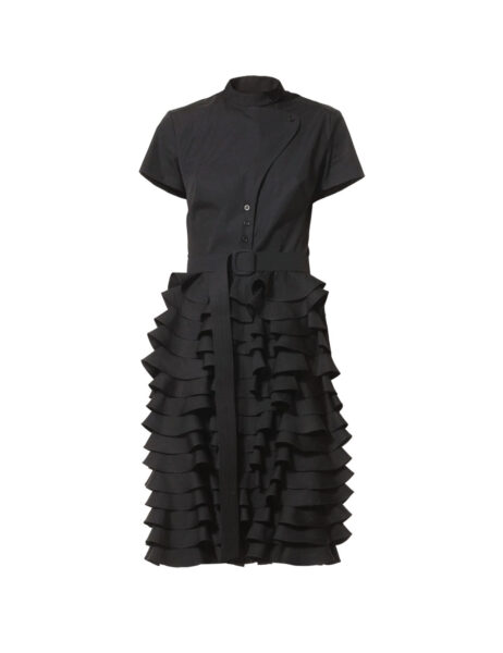 Talented women’s little black ruffle dress Clothing Black Luxury Shoes 