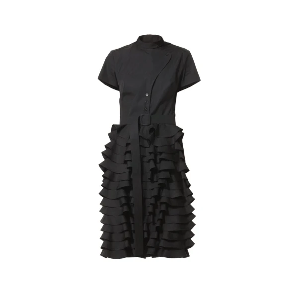 Talented women’s little black ruffle dress Clothing Black Luxury Shoes 