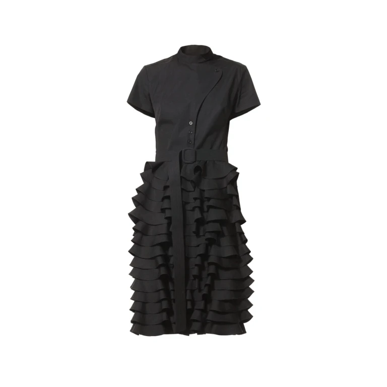 Talented women’s little black ruffle dress Clothing Black Luxury Shoes 