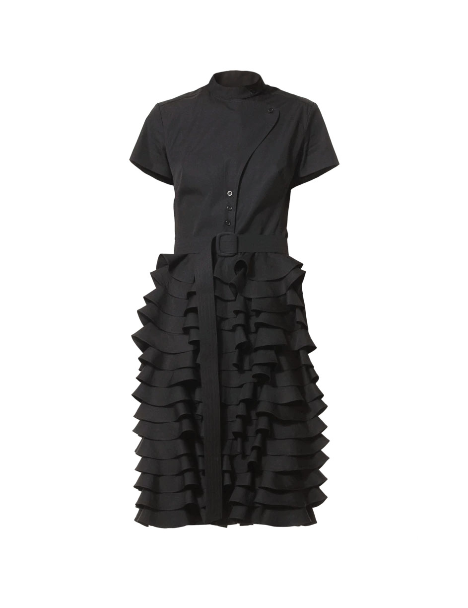 Talented women’s little black ruffle dress Clothing Black Luxury Shoes 