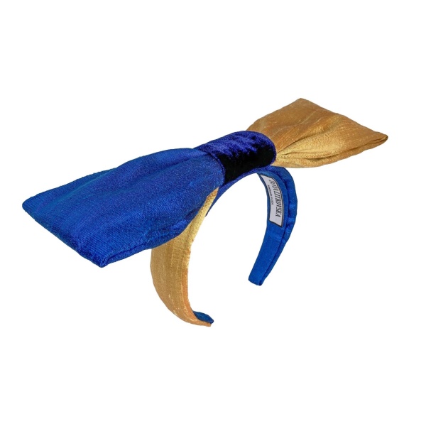 Tanya litkovska Women’s Silk Bow Headband in Blue & Gold Accessories black velvet headband Luxury Shoes 