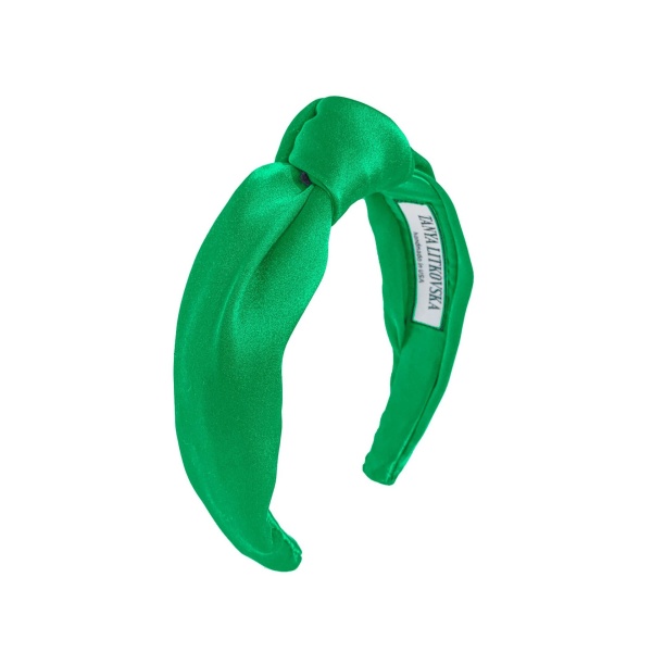 Green Knotted Headband Tanya litkovska Women’s Silk Knotted Headband in Green Accessories black velvet headband Luxury Shoes 
