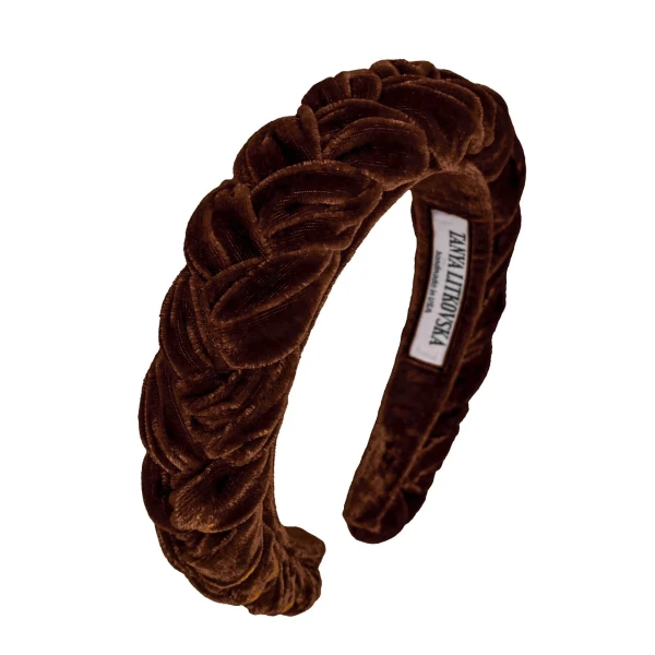Tanya litkovska Women’s Slim Velvet Headband in Chocolate Accessories black velvet headband Luxury Shoes 