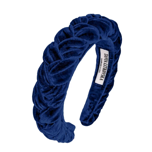 Tanya litkovska Women’s Slim Velvet Headband in Navy Accessories black velvet headband Luxury Shoes 