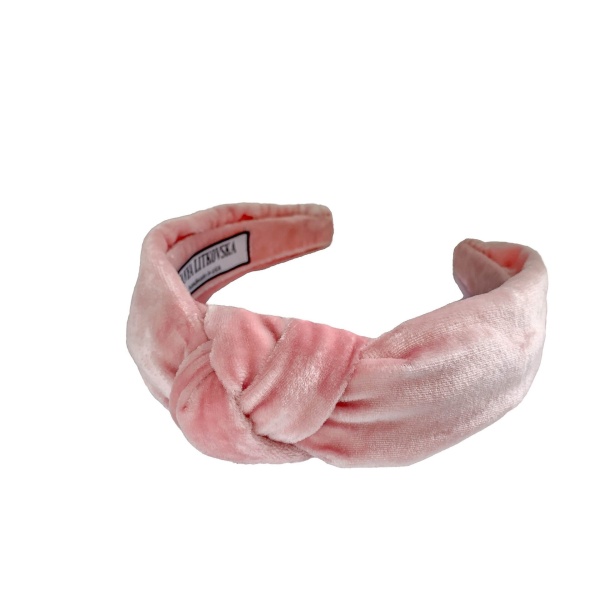 Tanya litkovska Women’s Velvet Knotted Headband in Baby Pink Accessories black velvet headband Luxury Shoes 