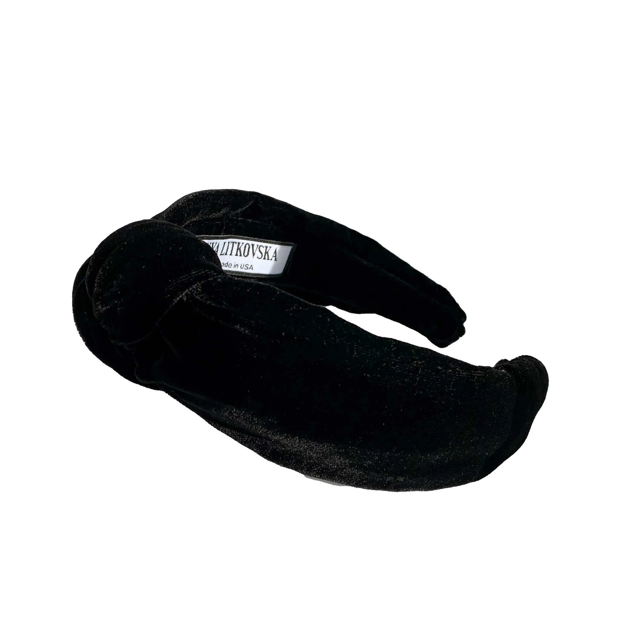 Tanya litkovska Women's Velvet Knotted Headband in Black Black Velvet Knotted Headband Accessories black velvet headband Luxury Shoes