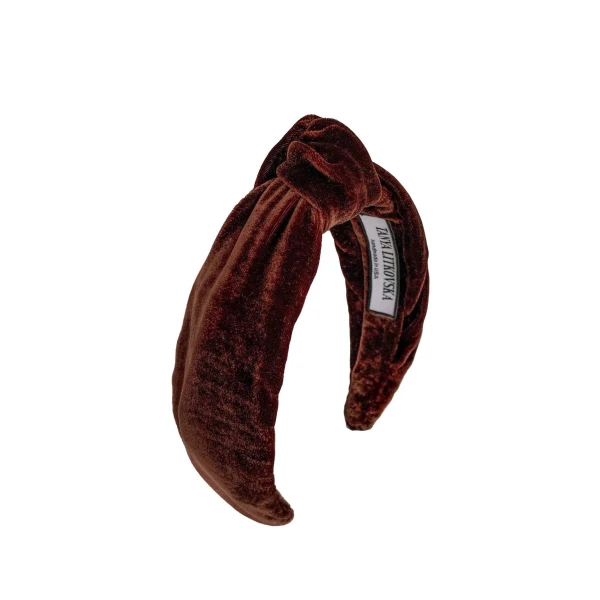 Tanya litkovska Women’s Velvet Knotted Headband in Chocolate Accessories black velvet headband Luxury Shoes 