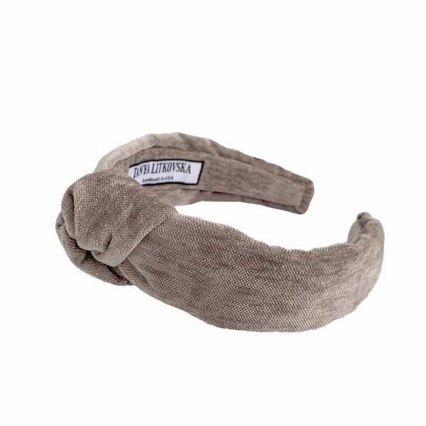 Tanya litkovska Women’s Velvet Knotted Headband in Grey Accessories black velvet headband Luxury Shoes 
