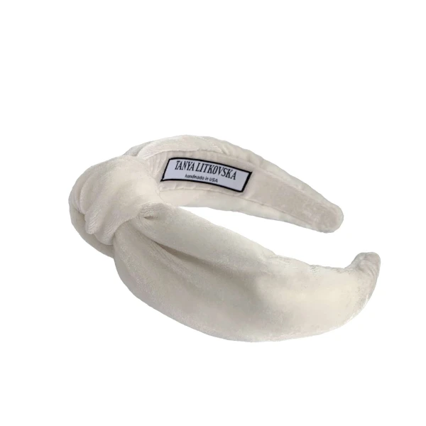 Tanya litkovska Women’s Velvet Knotted Headband in Off White Accessories black velvet headband Luxury Shoes 