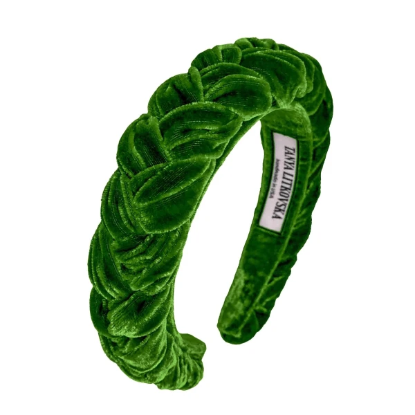 Tanya litkovska Women’s Slim Velvet Headband in Grass Green Accessories black velvet headband Luxury Shoes 