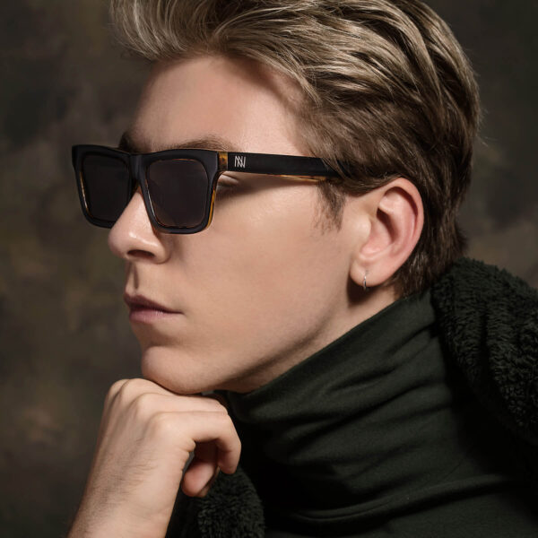 Neo-Ne Eyewear Neo-Ne men’s watcher black acetate sunglasses, view 2