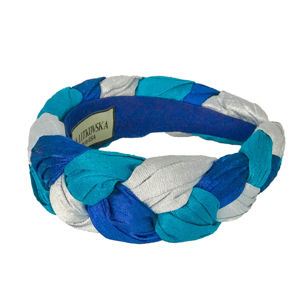 Tanya Litkovska women’s silk braided triple blue headband Accessories black velvet headband Luxury Shoes 