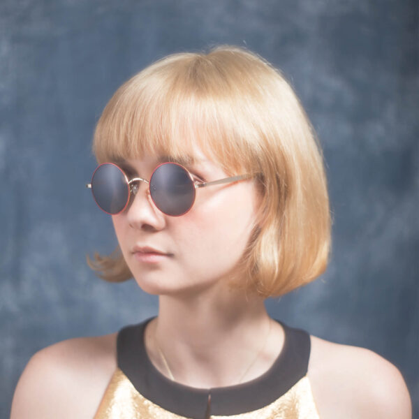 Neo-Ne Eyewear Neo-Ne women’s round red metal sunglasses, view 2