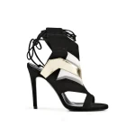 Etty Leon women’s cloe black metallic leather heeled sandals Sandals  Luxury Shoes 