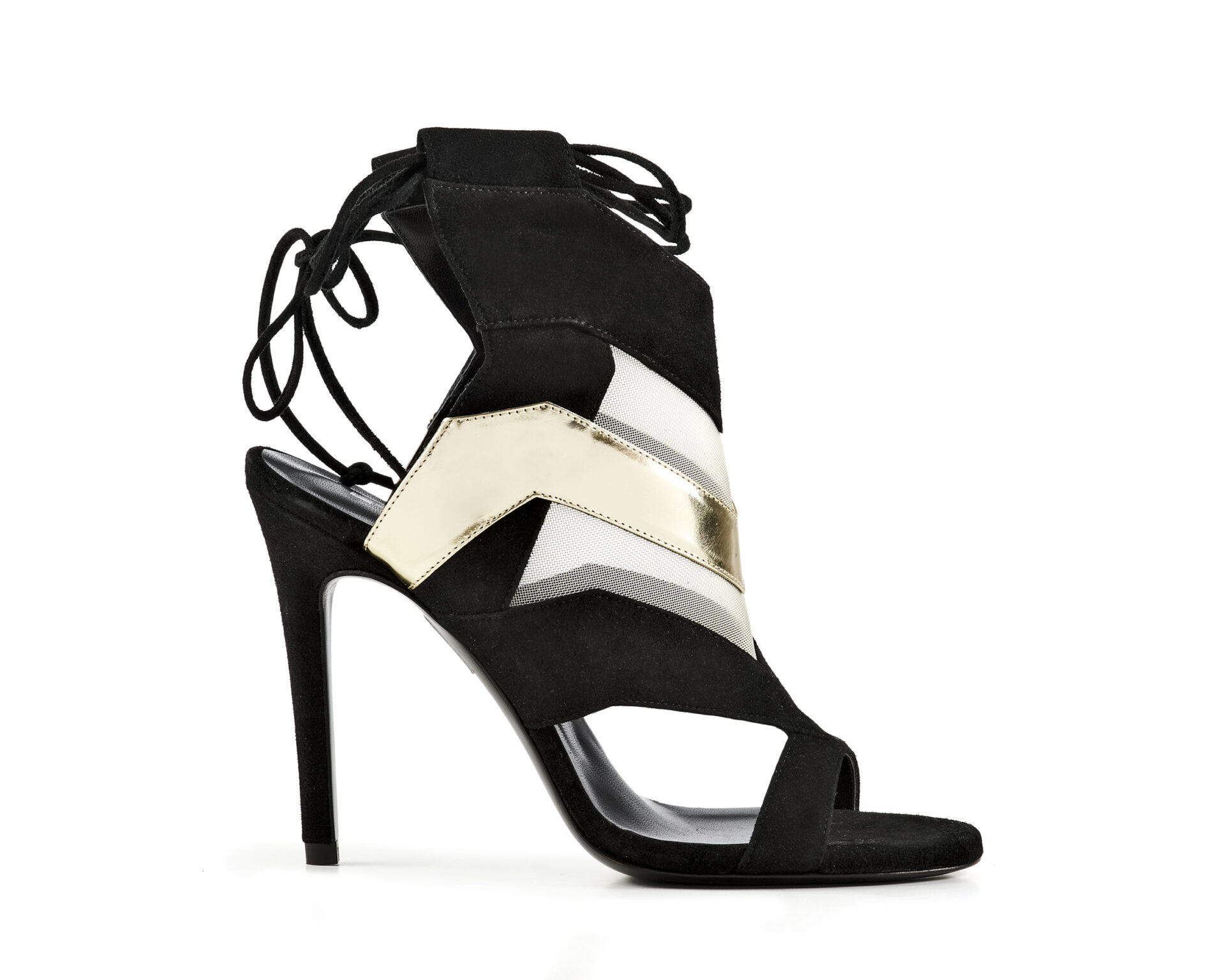 Etty Leon women’s cloe black metallic leather heeled sandals Sandals  Luxury Shoes 