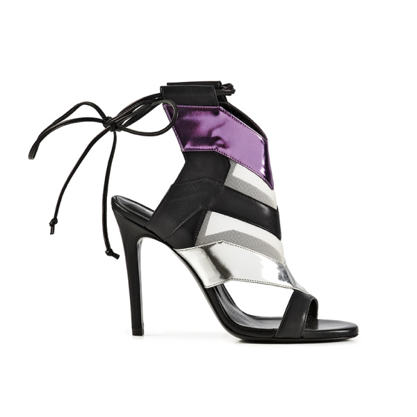Etty Leon women’s cloe black metallic leather heeled sandals Sandals sandals Luxury Shoes 