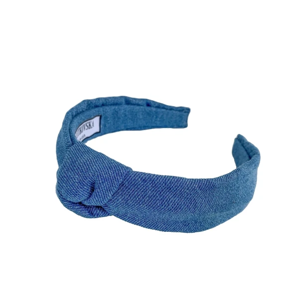 Tanya litkovska Women’s Slim Knotted Headband in Light Denim Accessories black velvet headband Luxury Shoes 