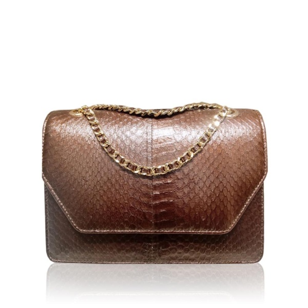 Luana Crocodile Brown Leather Clutch Bag Bags Bangkok Bootery Luxury Shoes 
