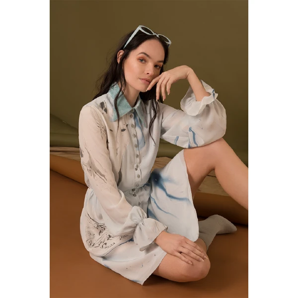 Marbled button up dress Clothing dress Luxury Shoes 