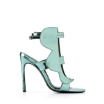 Etty Leon women’s lupita blue metallic leather heel Sandals sandals Luxury Shoes 