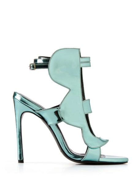 Etty Leon women’s lupita blue metallic leather heel Sandals sandals Luxury Shoes 