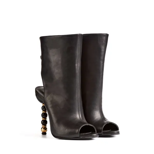 Etty Leon women’s roy black calf leather boots Boots  Luxury Shoes 
