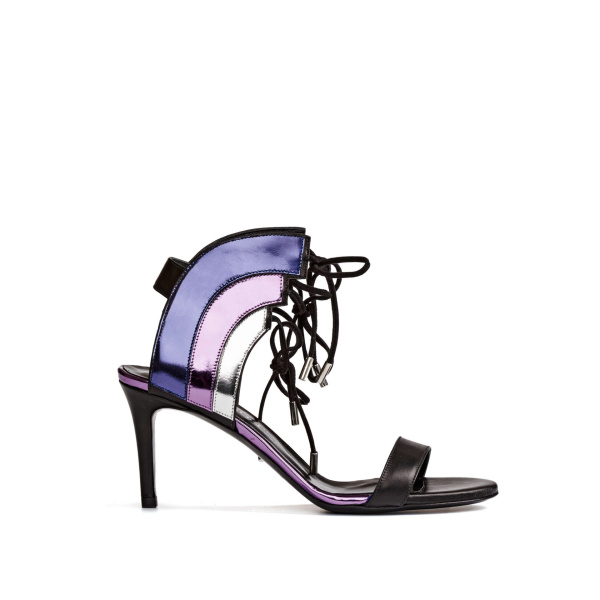 Etty Leon women’s stardust purple metallic leather heels Sandals sandals Luxury Shoes 