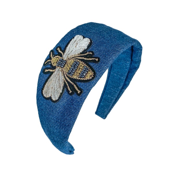 BumbleBee Patch Denim Headband Accessories black velvet headband Luxury Shoes 