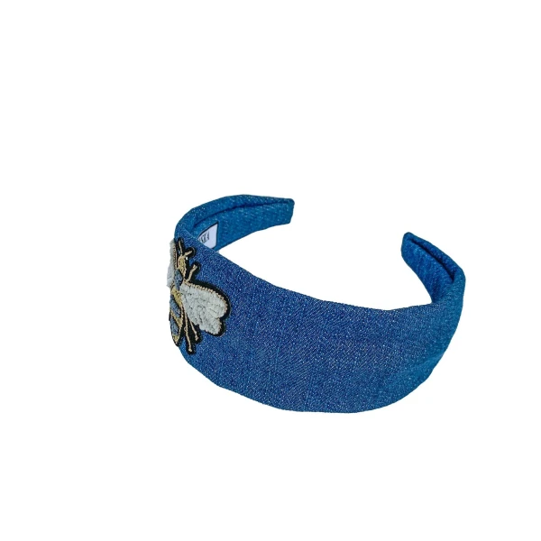 BumbleBee Patch Denim Headband Accessories black velvet headband Luxury Shoes 