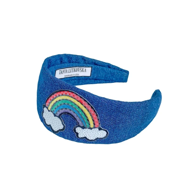 Rainbow Patch Denim Headband Accessories black velvet headband Luxury Shoes 