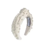 Pearled Off White Velvet Knotted Headband Accessories emerging designer Luxury Shoes 