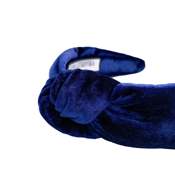 Tanya litkovska Women’s Velvet Knotted Headband in Navy Accessories black velvet headband Luxury Shoes 