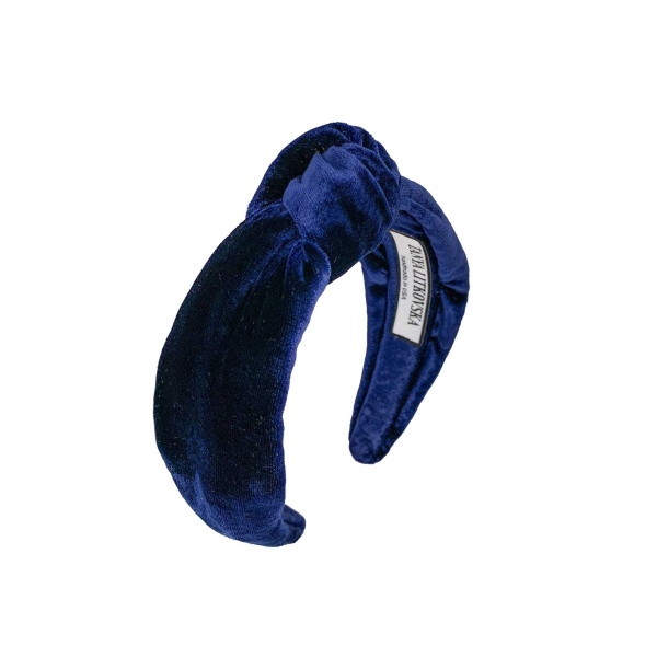 Tanya litkovska Women’s Velvet Knotted Headband in Navy Accessories black velvet headband Luxury Shoes 
