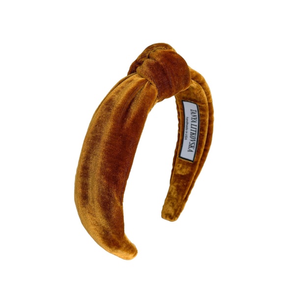 Tanya litkovska Women’s Slim Velvet Knotted Headband in Toffee Accessories black velvet headband Luxury Shoes 