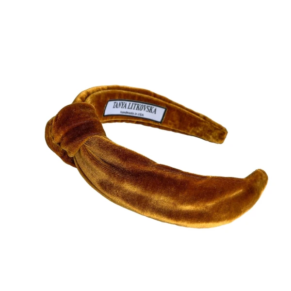 Tanya litkovska Women’s Slim Velvet Knotted Headband in Toffee Accessories black velvet headband Luxury Shoes 