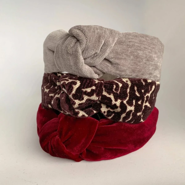 Tanya litkovska Women’s Velvet Knotted Headband in Grey Accessories black velvet headband Luxury Shoes 