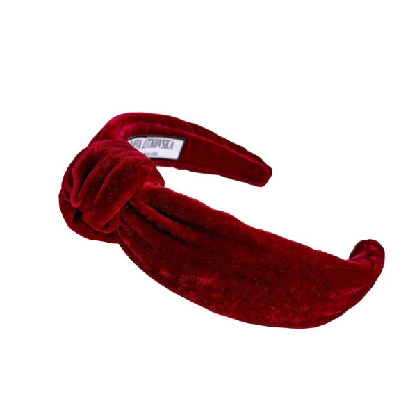 Tanya litkovska Women’s Slim Velvet Knotted Headband in Mooseberry Accessories black velvet headband Luxury Shoes 