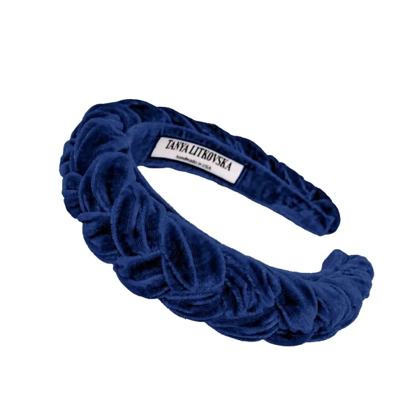 Tanya litkovska Women’s Slim Velvet Headband in Navy Accessories black velvet headband Luxury Shoes 