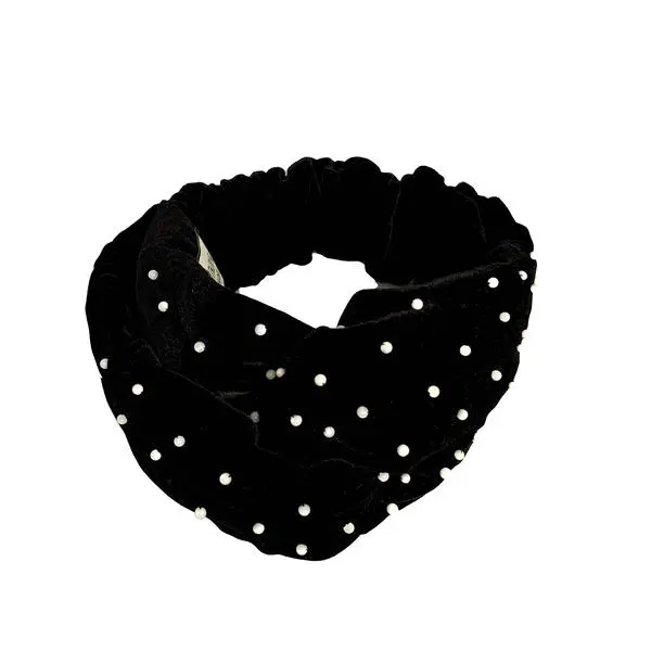 Tanya Litkovska women’s velvet turban with pearls Accessories black velvet headband Luxury Shoes 