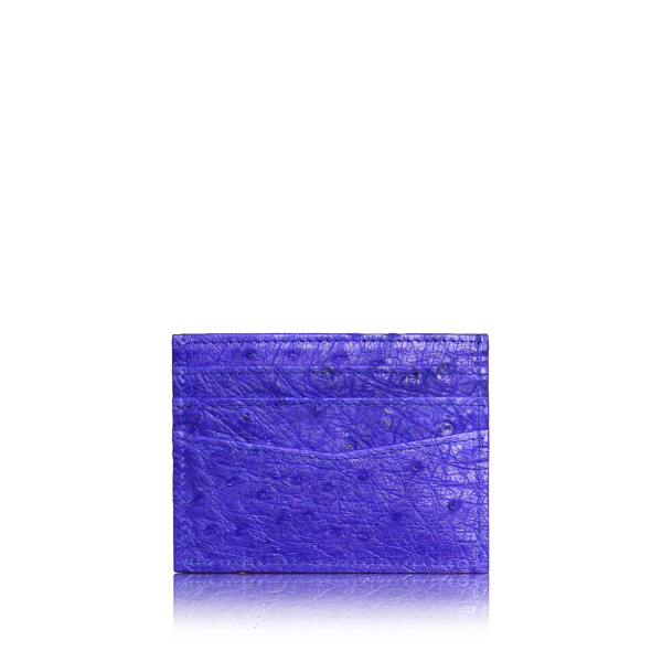 Ostrich Leather Indigo Cardholder Accessories Bangkok Bootery Luxury Shoes 