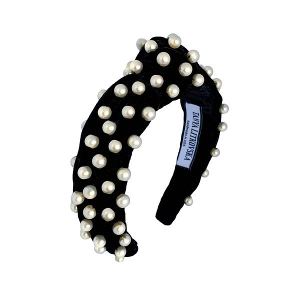 Tanya Litkovska women’s pearled black velvet knotted headband Accessories black velvet headband Luxury Shoes 