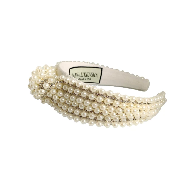 Tanya litkovska Women’s Princess Headband in Pearls & Crystals Accessories black velvet headband Luxury Shoes 