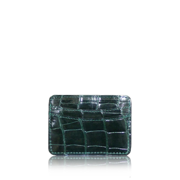 Crocodile Leather Shiny Emerald Cardholder Accessories Bangkok Bootery Luxury Shoes 