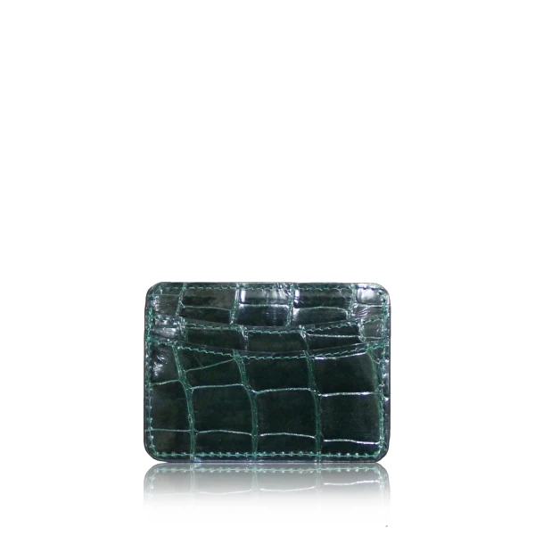 Crocodile Leather Shiny Emerald Cardholder Accessories Bangkok Bootery Luxury Shoes 