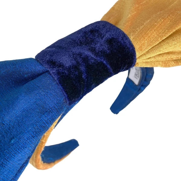 Tanya litkovska Women’s Silk Bow Headband in Blue & Gold Accessories black velvet headband Luxury Shoes 
