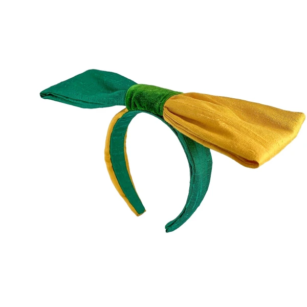 Tanya litkovska Women’s Silk Bow Headband in Green & Yellow Accessories black velvet headband Luxury Shoes 