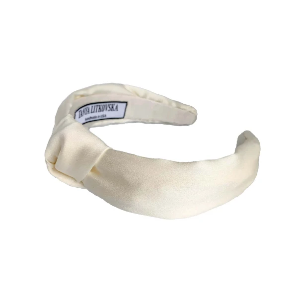 Tanya litkovska Women’s Silk Knotted Headband in White Accessories black velvet headband Luxury Shoes 